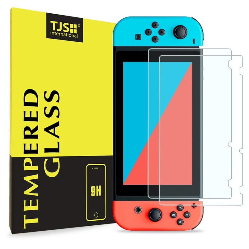 TJ's TJS 2 Pack Screen Protector Tempered Glass for Nintendo Switch Model 2017 6.2", [Works While Docking] - 0.3mm Thickness/Bubble Free/Ultra Clear/9H Hardness/Anti-Scratch/Anti-Fingerprint (Clear) - Image 1